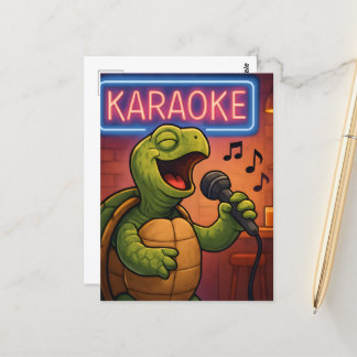 Karaoke Singing Turtle Postkarte