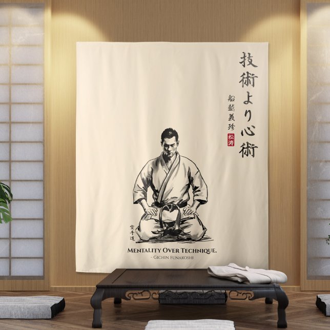 Karate 5. Gebot - Mentalität über Technik Wandteppich (Von Creator hochgeladen)