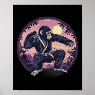 Karate-Affe Natur Mond Mma Kickboxen Affe Lo Poster
