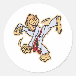 Karate-Affe Runder Aufkleber