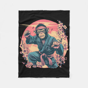 Karate-Affe Sakura Jiu-Jitsu MMA Martial Arts Ki Fleecedecke