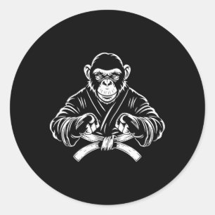 Karate-Affe-Zeichnung Kickboxen Jiu-Jitsu Mma Mar Runder Aufkleber