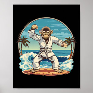 Karate-Affen-Strand-Kickboxen-Jiu-Jitsu-Mma-Marti Poster