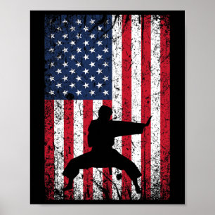 Karate American Flag 4. Juli Martial Arts for Poster