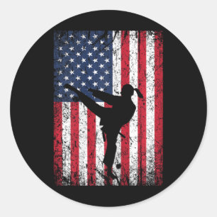 Karate American Flag 4. Juli Martial Arts Patr Runder Aufkleber