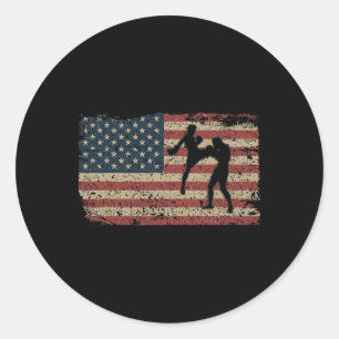 Karate Amerika Flagge Geschenk Stolz Mma Takewando Runder Aufkleber