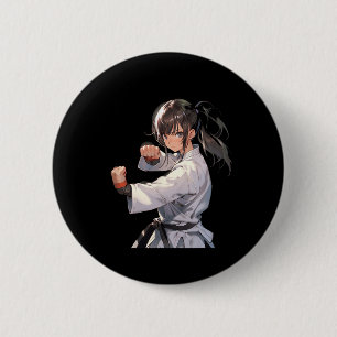 Karate Anime Girl Taekwondo Kampfkünste Button