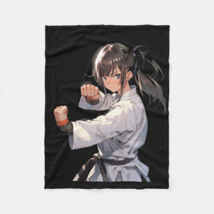 Karate Anime Girl Taekwondo Kampfkünste Fleecedecke