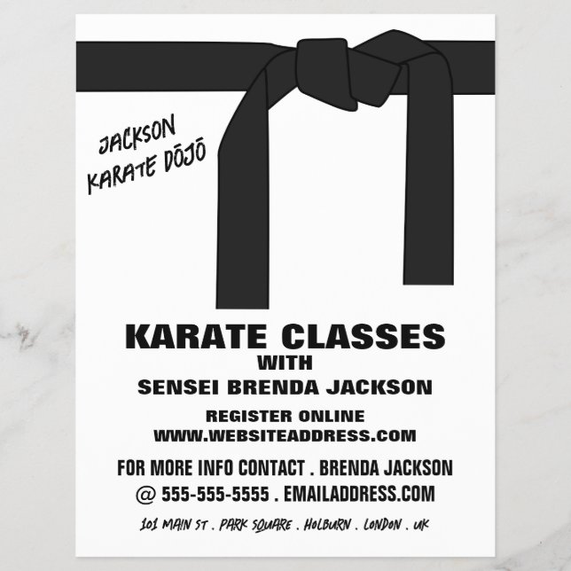 Karate Belt, Karate Class Advertising Flyer (Vorne)