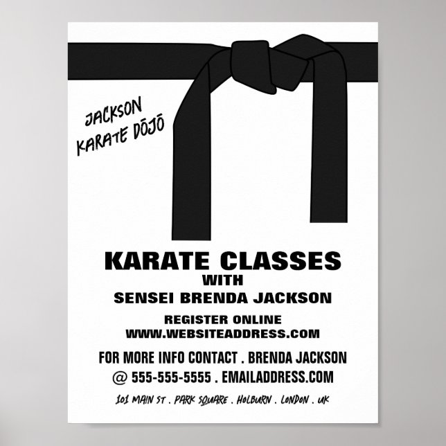 Karate Belt, Karate Class Advertising Poster (Vorne)