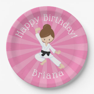 Karate Birthday Party Girl Pink Pappteller