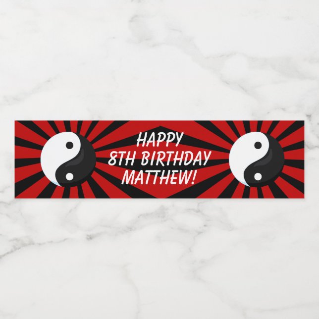 Karate Birthday Party Water Flasche Label (Einzelnes Label)