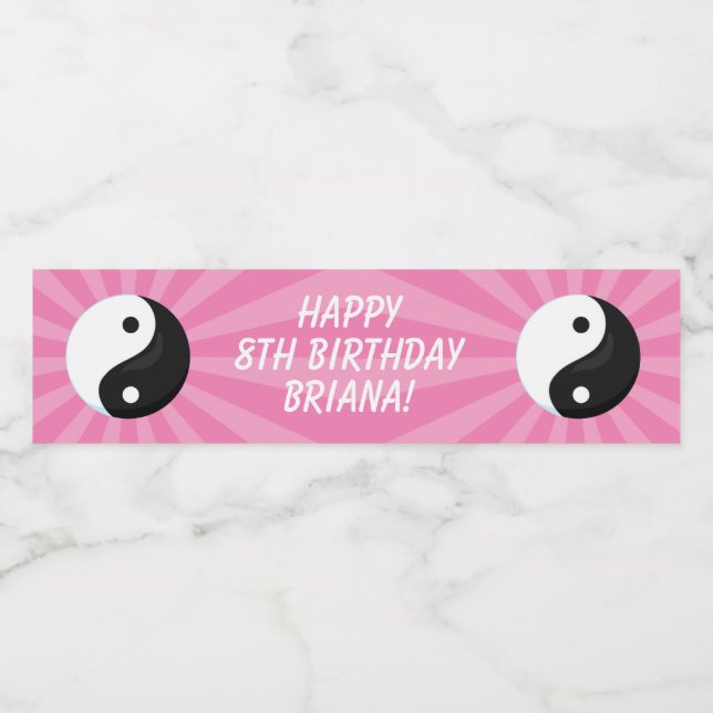 Karate Birthday Party Water Flasche Label Girl (Einzelnes Label)
