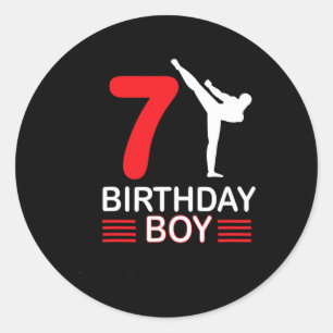 Karate Birthday T-Shirt Boy Gift Kinder Taekwondo Runder Aufkleber