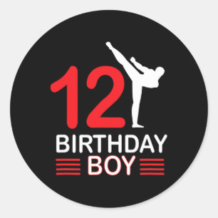 Karate Birthday T-Shirt Boy Gift Kinder Taekwondo Runder Aufkleber