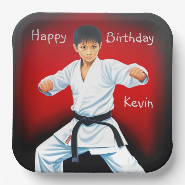 Karate Boy Birthday Pappteller (Vorderseite)