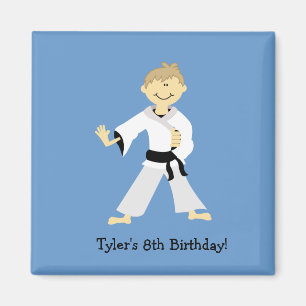 KARATE Boy Blackbelt Birthday Gefallen Magnet