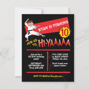 Karate Boy Kick Red Anniversaire Fête Invitation