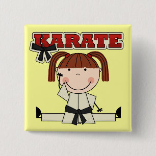 KARATE - brünette Mädchen-T - Shirts und Geschen Button