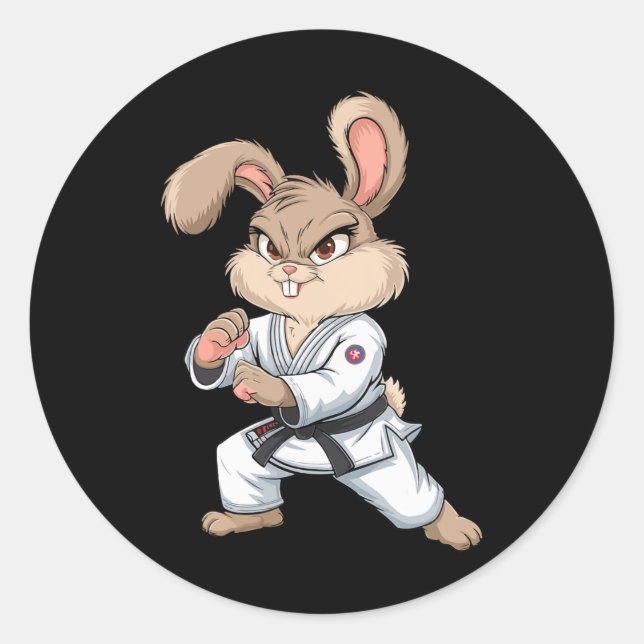 Karate Bunny Martial Arts Rabbit Funny für Kinder  Runder Aufkleber (Vorderseite)