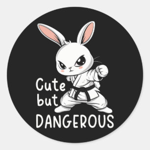 Karate Bunny Niedlich, aber gefährlich lustige Kam Runder Aufkleber