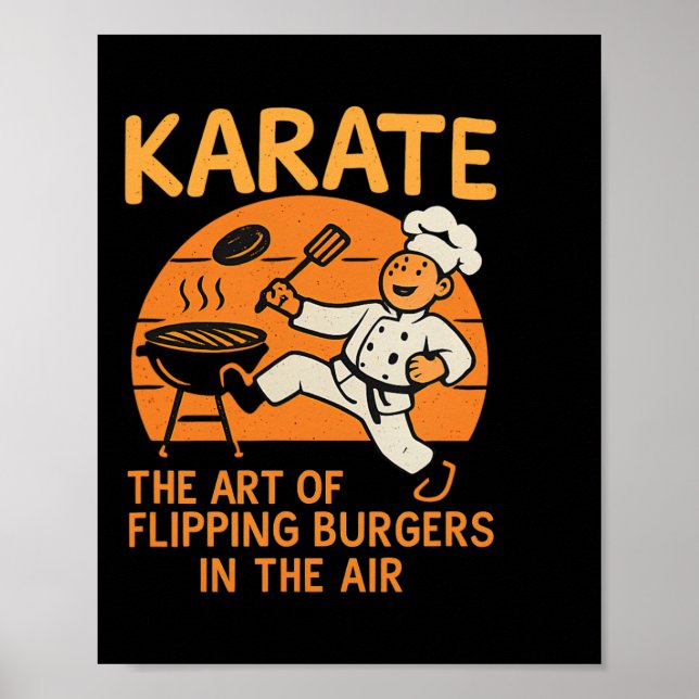 Karate Burgers Dreht Cooking Martial Arts Spaß Des Poster (Vorne)