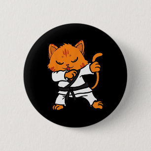 Karate Cat Dab Dance Martial Arts Dabbing Comt Spa Button
