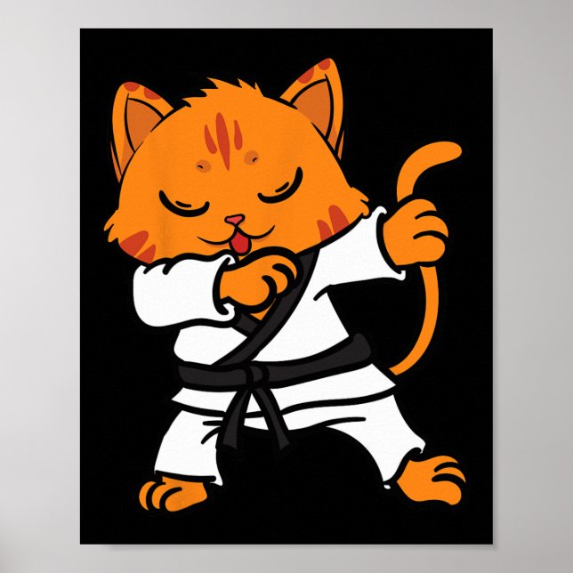 Karate Cat Dab Dance Martial Arts Dabbing Comt Spa Poster (Vorne)
