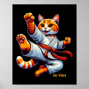 Karate Cat Hi-yah Martial Arts Lover Kids Girls Bo Poster