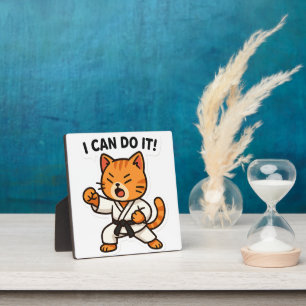 Karate Cat Sticker Fotoplatte