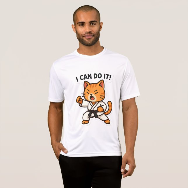 Karate Cat Sticker T-Shirt (Vorne ganz)