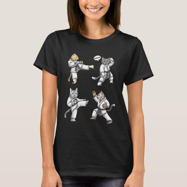 Karate Cats Martial Training Black Belt Taekwondo T-Shirt (Vorderseite)