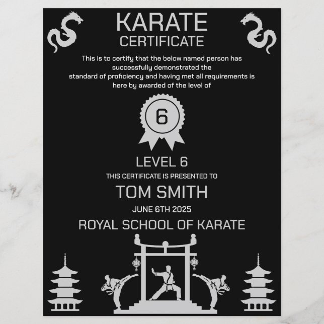 Karate Certificate Award (Vorderseite)