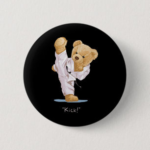 Karate Children's Bear Taekwondo Boys Men T-Shirt Button