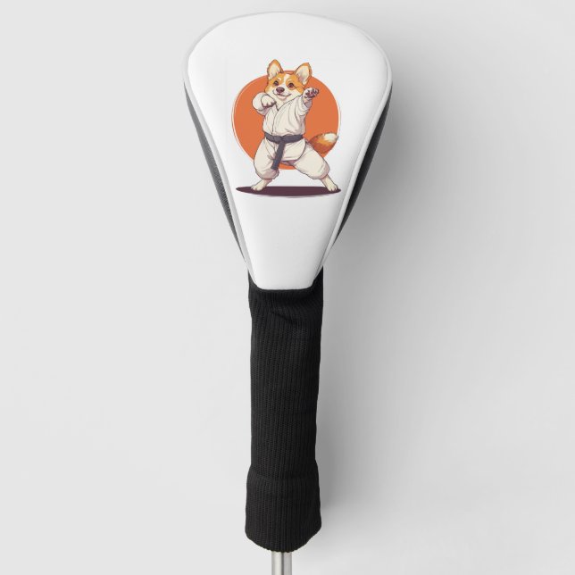 Karate Corgi � Kampfkunst Hund Golf Headcover (Vorderseite)