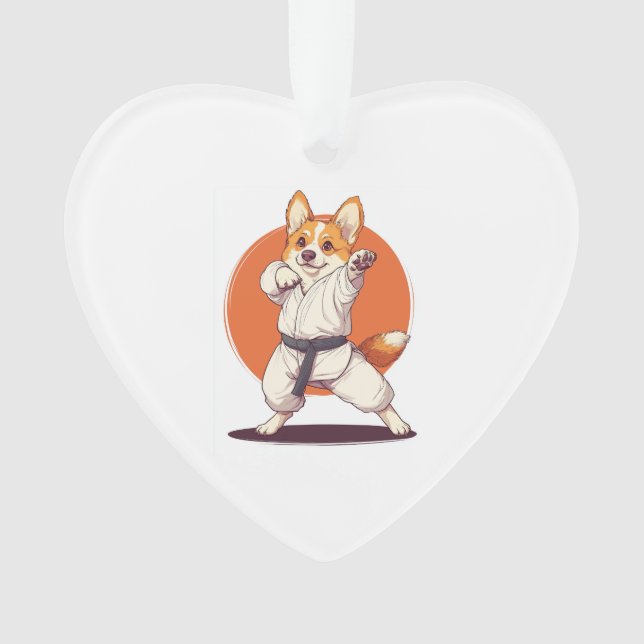 Karate Corgi � Kampfkunst Hund Ornament (Vorderseite)