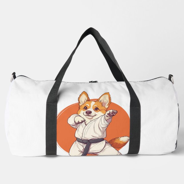 Karate Corgi � Kampfsport Hund Duffle Bag (Vorderseite)