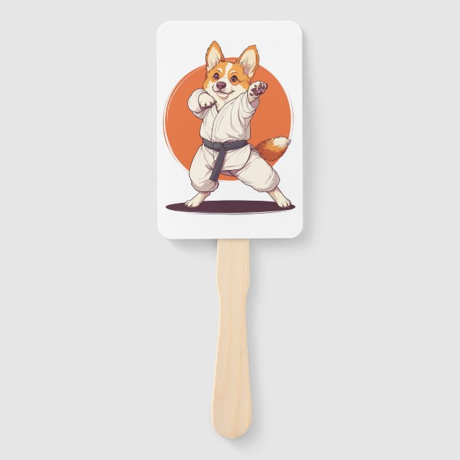 Karate Corgi � Kampfsport Hund Fächer (Vorderseite)