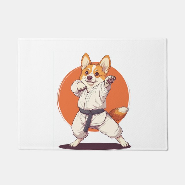 Karate Corgi � Kampfsport Hund Fußmatte (Vorderseite)