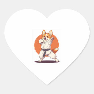 Karate Corgi � Martial Arts Dog Herz-Aufkleber