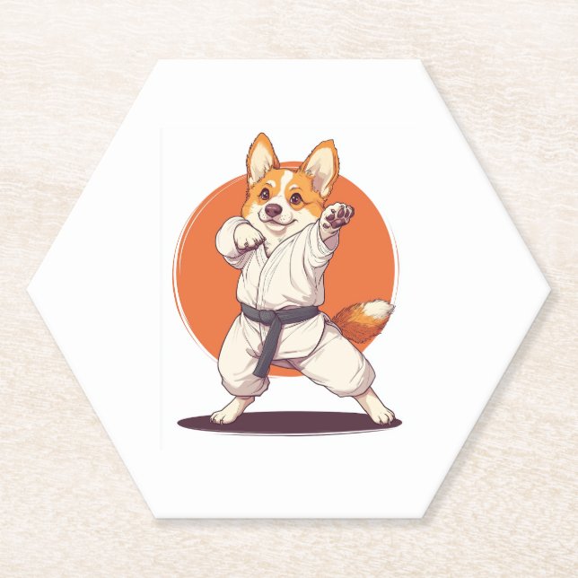 Karate Corgi � Martial Arts Dog Untersetzer (Vorderseite)