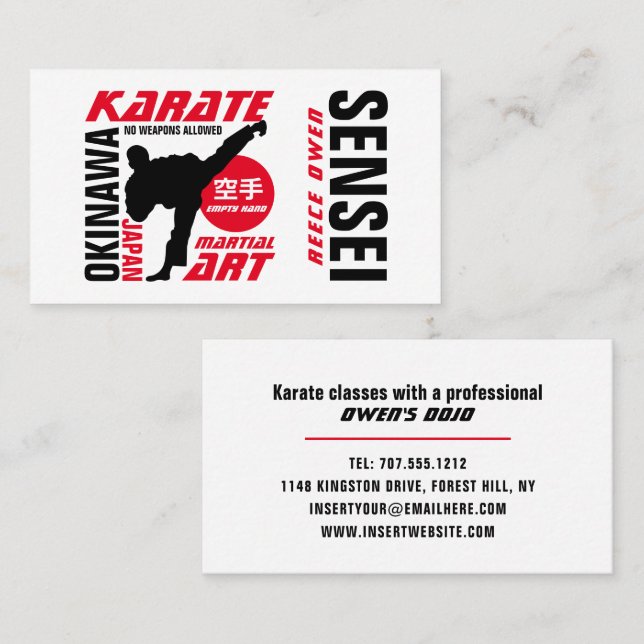 Karate Design, Sensei Visitenkarte (Vorne/Hinten)