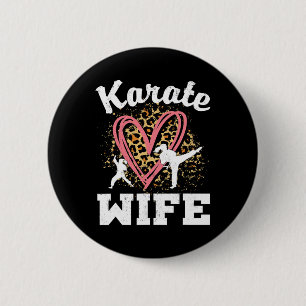 Karate Ehefrau Leopard Heart Button
