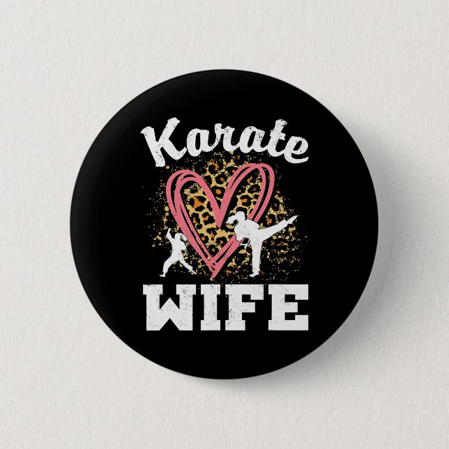 Karate Ehefrau Leopard Heart Button (Vorderseite)