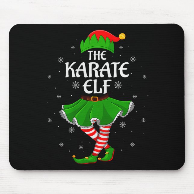 Karate Elf Christmas Family Girls Women Elf Squad  Mousepad (Vorne)