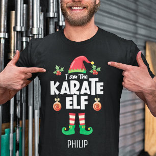 Karate elf family matching christmas name T-Shirt