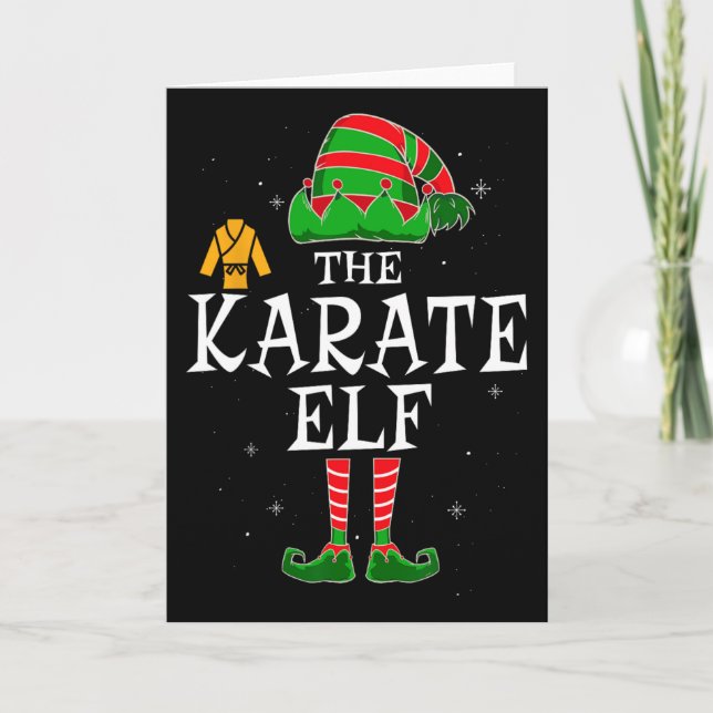 Karate Elf Group Matching Family Christmas Kids Me Karte (Vorderseite)