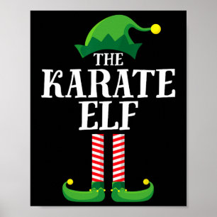 Karate-Elf-Passende Familien-Gruppen-Weihnachtsfei Poster