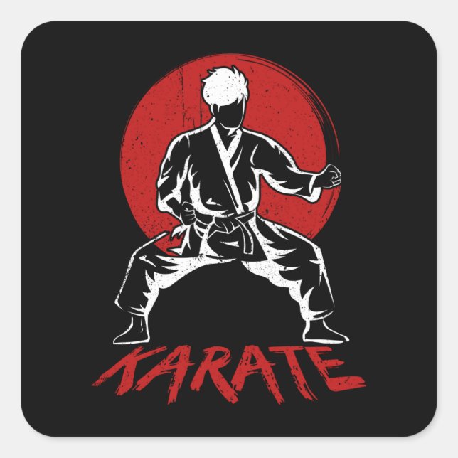 Karate Fighter Karate Pose Quadratischer Aufkleber (Vorderseite)