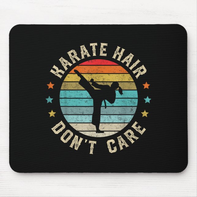 Karate Frisur Ist Egal Karate Mädchen Schwarzer Gü Mousepad (Vorne)